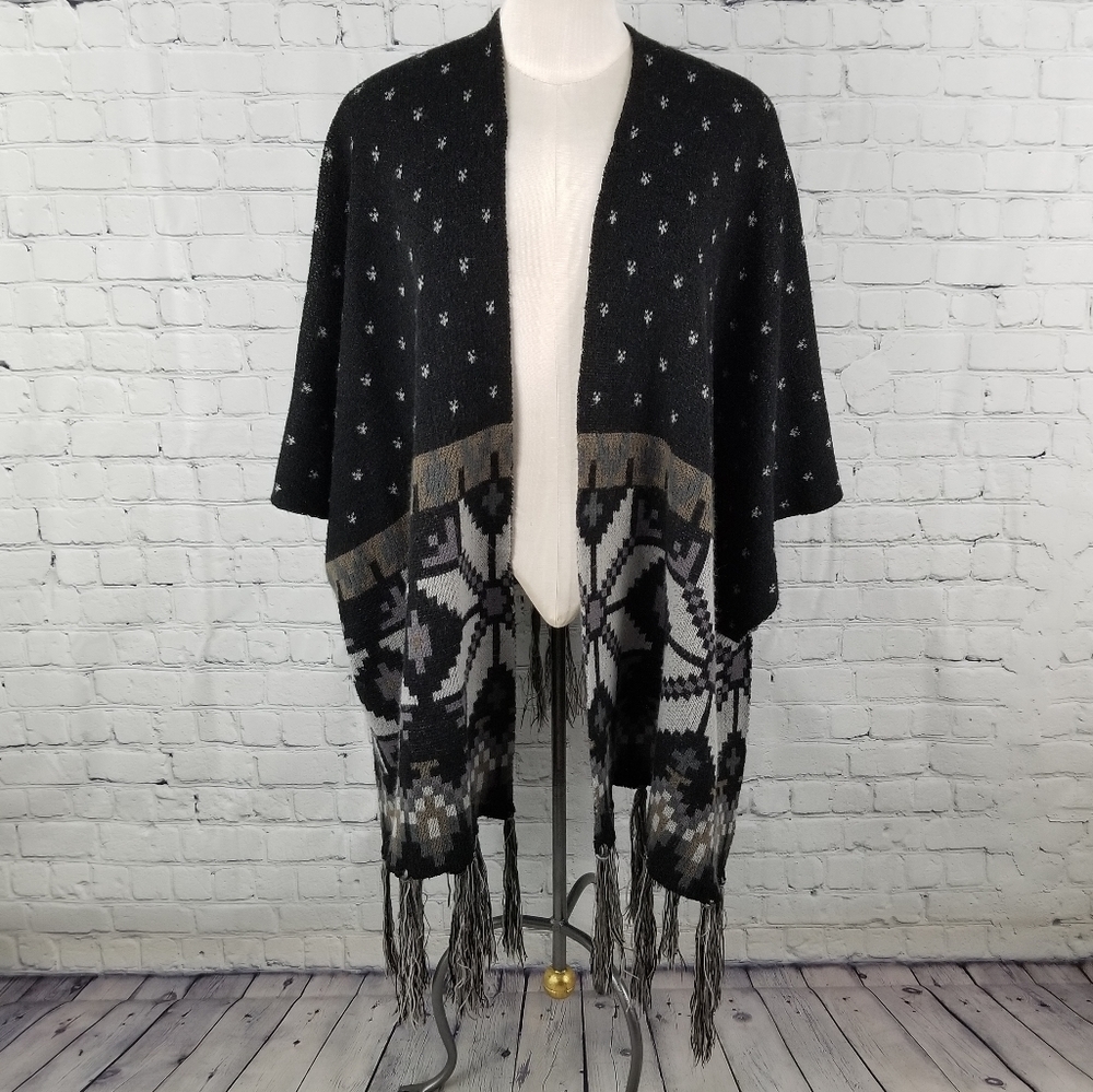 KIMBERLY C. | fringed open kimono/cape/poncho